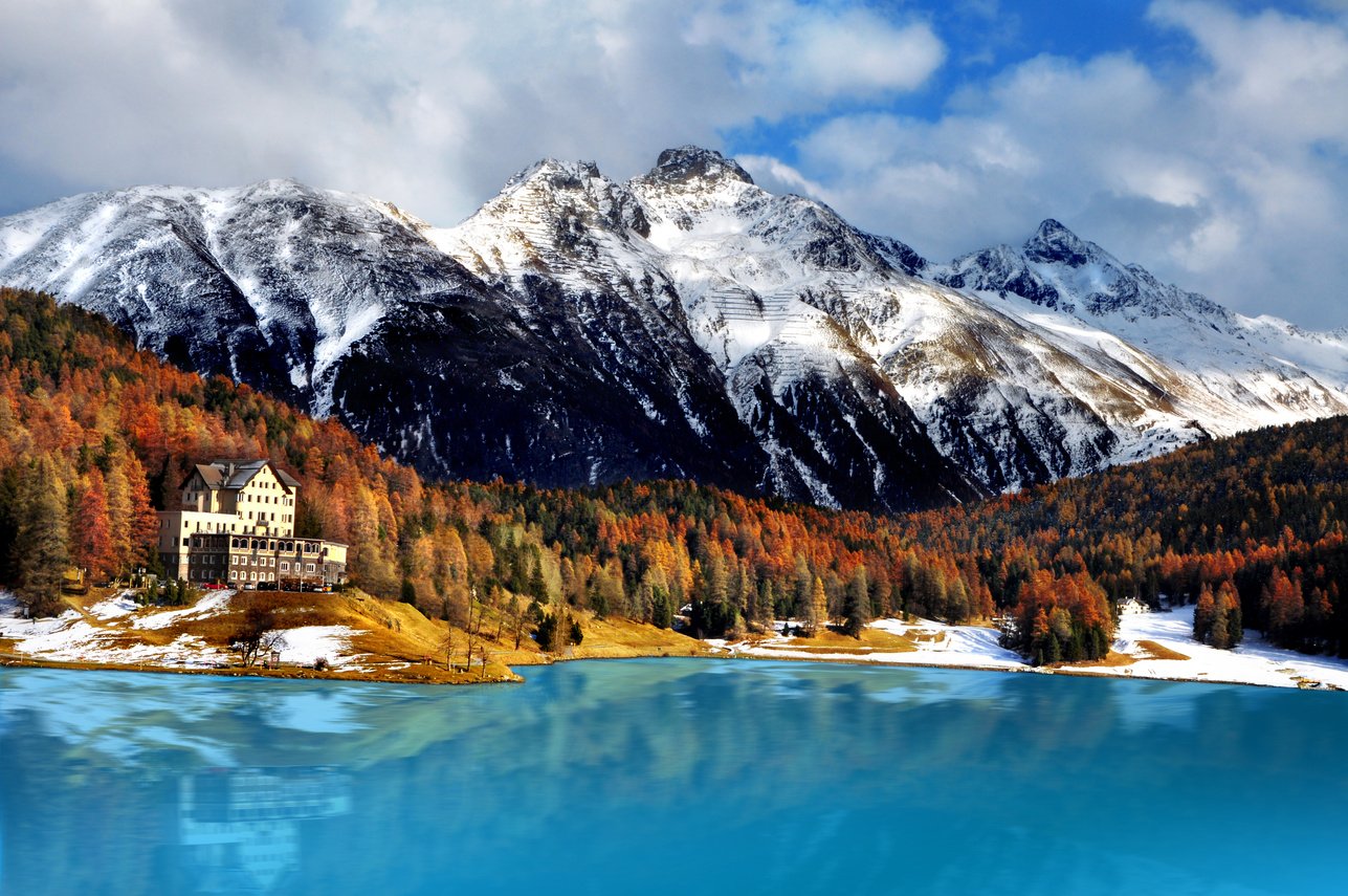 Mountain lake, St. Moritz, Switzerland